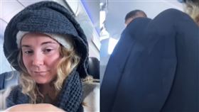 女網友拍片分享搭飛機時的完美睡姿。（圖／翻攝自抖音@brookedoeseverything）