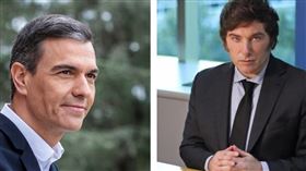 西班牙總理桑傑士Pedro Sanchez（左）、阿根廷總統米雷伊Javier Milei（右）。（圖／翻攝自當事人臉書）