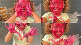 3歲女童愛玩媽媽口紅 ，塗滿臉，狂清10小時，(圖／翻攝自Ｘ)