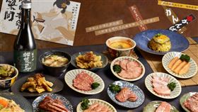 「築間燒肉本命」提供超過100個品項的餐點，包含日本和牛、美國濕式熟成牛小排、美國濕式熟成牛五花等。（圖／築間提供）