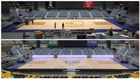 ▲雲豹和領航猿季後賽共用地板。（圖／桃園台啤永豐雲豹球團提供）