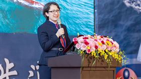 副總統蕭美琴今（2）出席「安平級巡防艦第8艘CG610永康艦交船、第9艘CG611命名下水暨新型35噸級巡防艇第31艘PP-3520艇交船」聯合典禮。（圖／總統府提供)