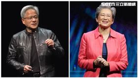 輝達（NVIDIA）執行長黃仁勳跟超微（AMD）執行長蘇姿丰2人不僅是表舅跟外甥女的關係，還是競爭對手。（合成圖／翻攝輝達官網、記者楊澍攝影）