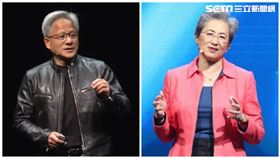 輝達（NVIDIA）執行長黃仁勳跟超微（AMD）執行長蘇姿丰2人不僅是表舅跟外甥女的關係，還是競爭對手。（合成圖／記者王翊綺攝影、資料照）