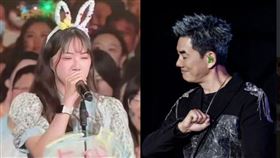 ▲任賢齊在瀋陽演唱會上，有位頭上戴著可愛兔耳朵的女歌迷分享自己的故事。（圖／翻攝自微博）