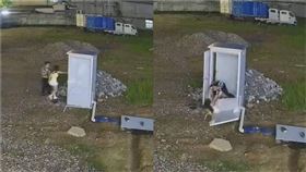 野戰,活春宮,公廁,大陸,撞壞牆壁,解體（圖／翻攝X）