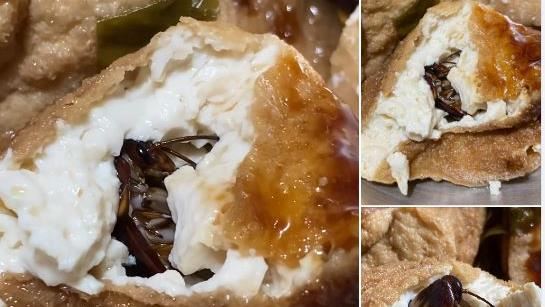 台中市場買阿給吃到大蟑螂　食安處出手了