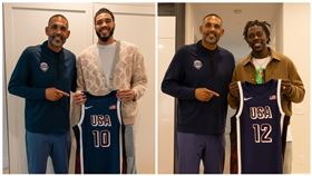▲巴黎奧運美國男籃代表隊僅剩泰坦（Jayson Tatum）、哈樂戴（Jrue Holiday）在打季後賽。（圖／翻攝自USA Basketball推特）