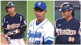 ▲岳家三兄弟，中信兄弟岳東華、岳政華和富邦悍將岳少華都在場上對決。（圖／翻攝自CPBL YT）