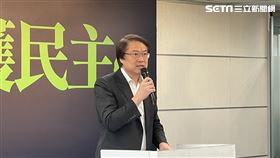 民進黨下午召開「下鄉宣講：反濫權、護民主」記者會，秘書長林右昌與會（圖／記者高逸帆攝影）