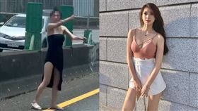 國道車道上出現一名穿著平口洋裝、開高衩的好心的妹子也在後方幫忙指揮交通，提醒其他駕駛不要靠近，亮眼外型成為全場焦點，她的IG帳號也因此被廣大網友神出。（圖／翻攝自IG@shuqing0316）