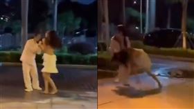 人妻撞破丈夫車震，氣得撕碎小三衣服。（圖／翻攝自Ｘ）