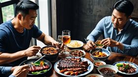 趙先生是一名業務員，時常需聚餐應酬。（圖／AI生成）
應酬,喝酒,大吃大喝,聚餐,吃吃喝喝