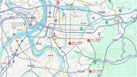 Google地圖示警台北市淹水警戒地區。（圖／翻攝自Google地圖）