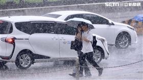 大雨,雨,下雨,雨天,降雨,天氣,氣象,路人。（圖／記者鄭孟晃攝影）