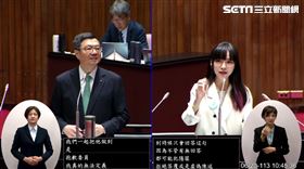 黃捷今（20）日在立法院質詢行政院長卓榮泰有關反質詢的議題時出了考題。