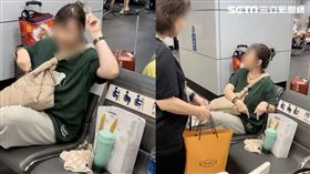 大媽本身已經坐在博愛座，又佔用一旁博愛座放東西，被規勸後回嗆「中華民國憲法哪一條規定博愛座不能放東西」。（圖／翻攝畫面）

