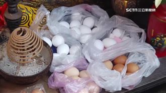 獨／拜虎爺求財！蛋價逢低點供桌堆滿蛋山