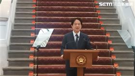 賴清德總統首度在總統府敞廳發表談話。（圖／記者盧素梅攝影)