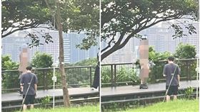 桃園市虎頭山環保公園出現遛鳥俠，民眾拍下照片後發表文章。（圖／翻攝自爆料公社二社）