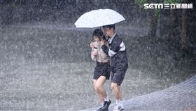 大雨,雨,下雨,雨天,降雨,天氣,氣象,路人。（圖／記者鄭孟晃攝影）
