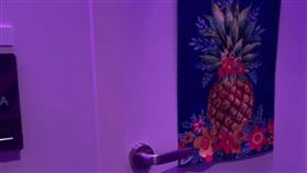 老司機網友解釋房門張貼的鳳梨圖案通常是有關「交換伴侶」的性邀約。（圖／翻攝抖音@blogionistatravels）