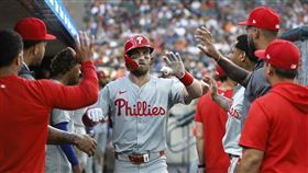 ▲哈波（Bryce Harper）敲出本季第20轟，打回全隊唯一1分。（圖／美聯社／達志影像）