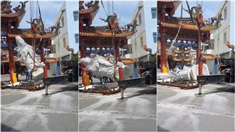 吊觀音雕像不慎落地斷頭…網譏：變觀落音