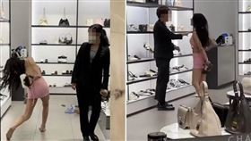 ▲台北101購物中心6月30日有一名泰籍女子在Charle & Keith（小CK）專櫃大鬧。（翻攝畫面）