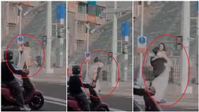 馬路,穿越道,新娘,婚紗,新人,道路,高雄