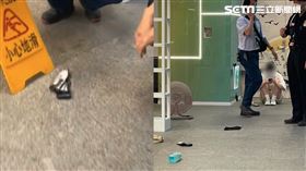 目擊一名白衣女子，包包無故冒煙，一打開竟然是行動電源自燃，爆炸燒成一團火球，嚇壞眾人。（圖／民眾提供）