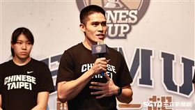 ▲第43屆威廉瓊斯盃賽前記者會，中華男籃藍隊球員陳盈駿。（圖／記者劉彥池攝影）