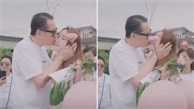歐陽龍對女兒親嘴又親臉，顯見父女感情好。（翻攝歐陽妮妮YouTube頻道）