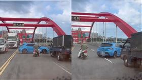 關渡橋「雙黃線無敵大迴轉」。（圖／翻攝自臉書社團「細說淡水」）