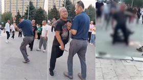 直播主「夾包哥」在廣場上熱舞，不料，竟遭一名面帶微笑的陌生男子持刀猛刺。（圖／翻攝畫面）