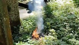 溪頭，遊客升火燒金紙，急滅火，老翁自稱拜山神，(圖／翻攝畫面)