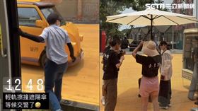 有民眾拍下事發當時，司機員連忙下車檢查是否有人受傷，乘客全不知道發什麼事？（圖／翻攝角落高雄生活畫面）