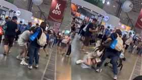 雙方在寵物展「搶贈品」，一名女子怒扯對方女生長髮甩地，狠嗆男子：你先動手我才動你老婆。（圖／翻攝自臉書粉絲專頁「台灣最美的風景是人」）