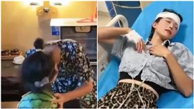 想用頭撞破西瓜！白皙妹子「腦震盪住院」：誰知道這顆沒熟（圖／翻攝自齐鲁晚报）
