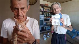 英國的愛貓人士「馬爺爺」8日驚傳過世消息，生前每張與浪貓的合照成回憶，令人不捨。（圖／翻攝馬爺爺臉書畫面）