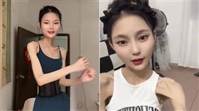 活骷髏？女子160公分「體重25公斤」：還要繼續減肥　全場嚇傻
（組合圖／翻攝自微博）