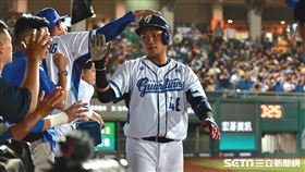 ▲富邦悍將捕手豊暐高飛犧牲打送回范國宸。（圖／記者劉彥池攝影）