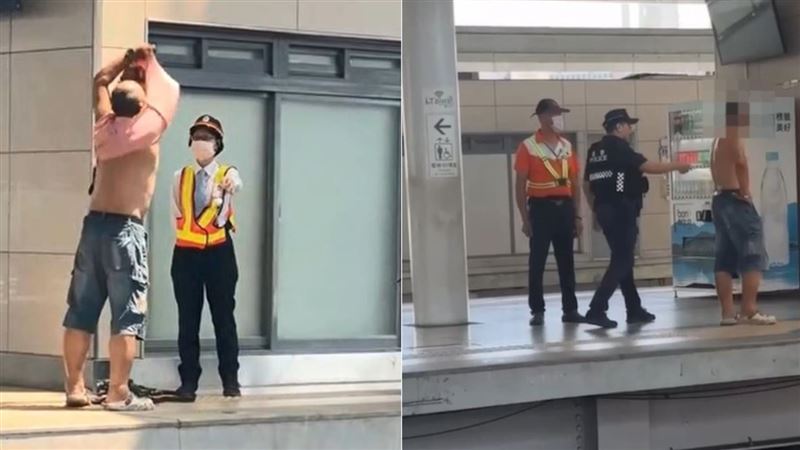 男子台中車站月台抽菸遭阻！竟秒脫衣推人