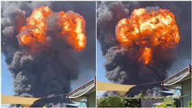 ▲台南市山上區興旺路，今天（18日）上午8時44分，傳出工廠火警遠處可見巨大蕈狀雲。（圖／翻攝自記者爆料網）