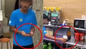 知名飲料店，清心，台中大甲，員工手拋茶凍、冰淇淋，拋接(圖／翻攝自Treads)