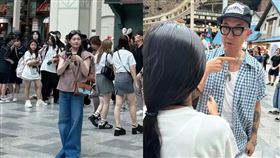 大S被網友捕捉和具俊曄帶兒女去韓國遊樂園玩。（圖／翻攝自微博）