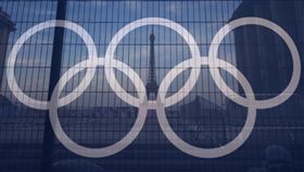 ▲巴黎奧運五環旗。（圖／美聯社／達志影像）