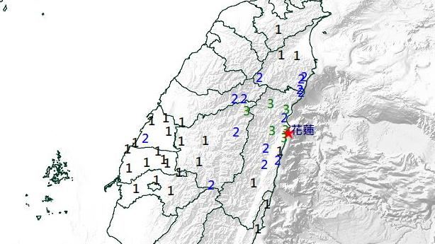 花蓮規模4.5極淺層地震　多縣市有感