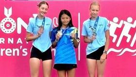 13歲的女子跨欄新秀林子婕，在「2024國際少年運動會」上勇奪80公尺跨欄金牌。（圖／新北市政府提供）