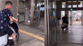 遊客叼著菸、沒戴安全帽，騎機車穿過澎湖南海遊客中心的室內，引發當地人不滿。（圖／翻攝自臉書／澎湖交通觀察日誌）